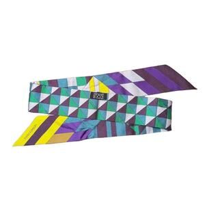 Hermes Twilly Womens Multicolor Geometric Pattern Silk Luxury Elegant Chic